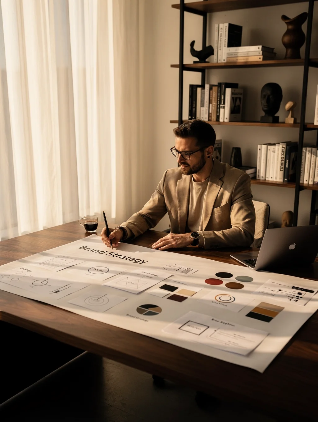 Professional creative director planning a social media campaign