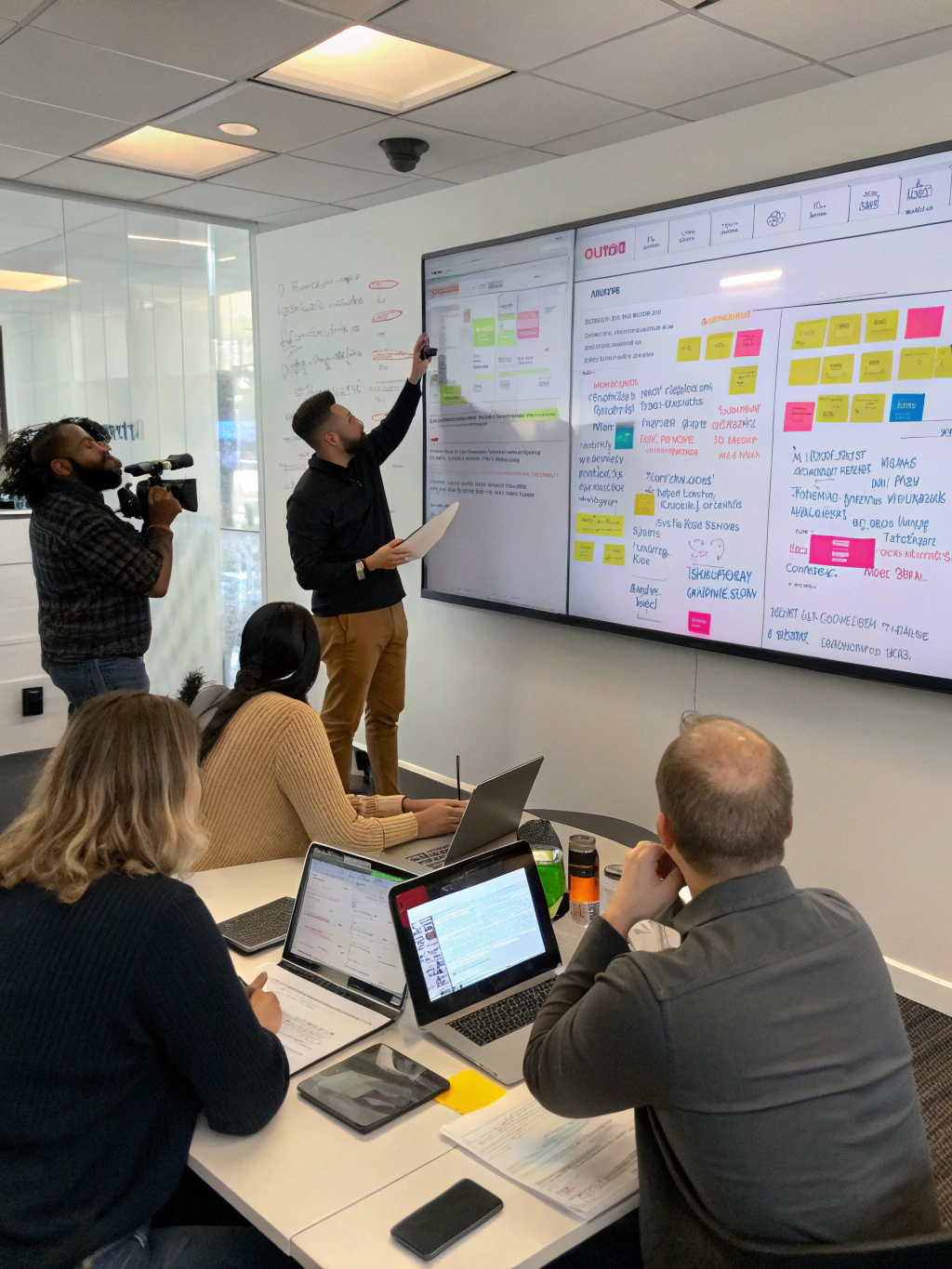 Backer Media Group team discussing digital growth strategies